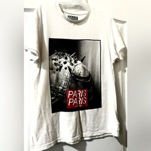 PARIS Paris Eleven White Graphic Short Sleeve Men's Size Small